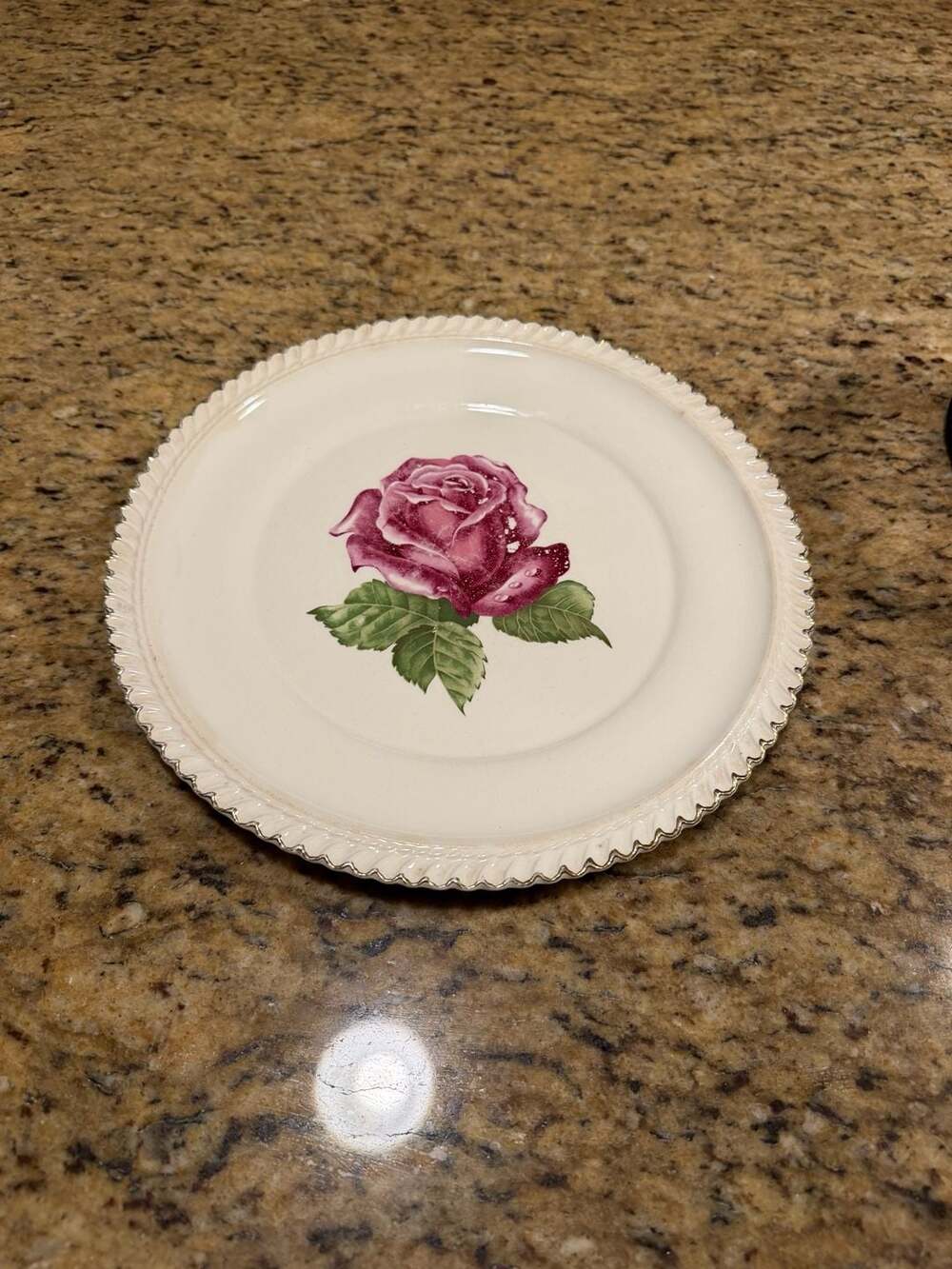 Vintage Harker Pottery Co. Rose 10” Plate 22kt Gold Trim